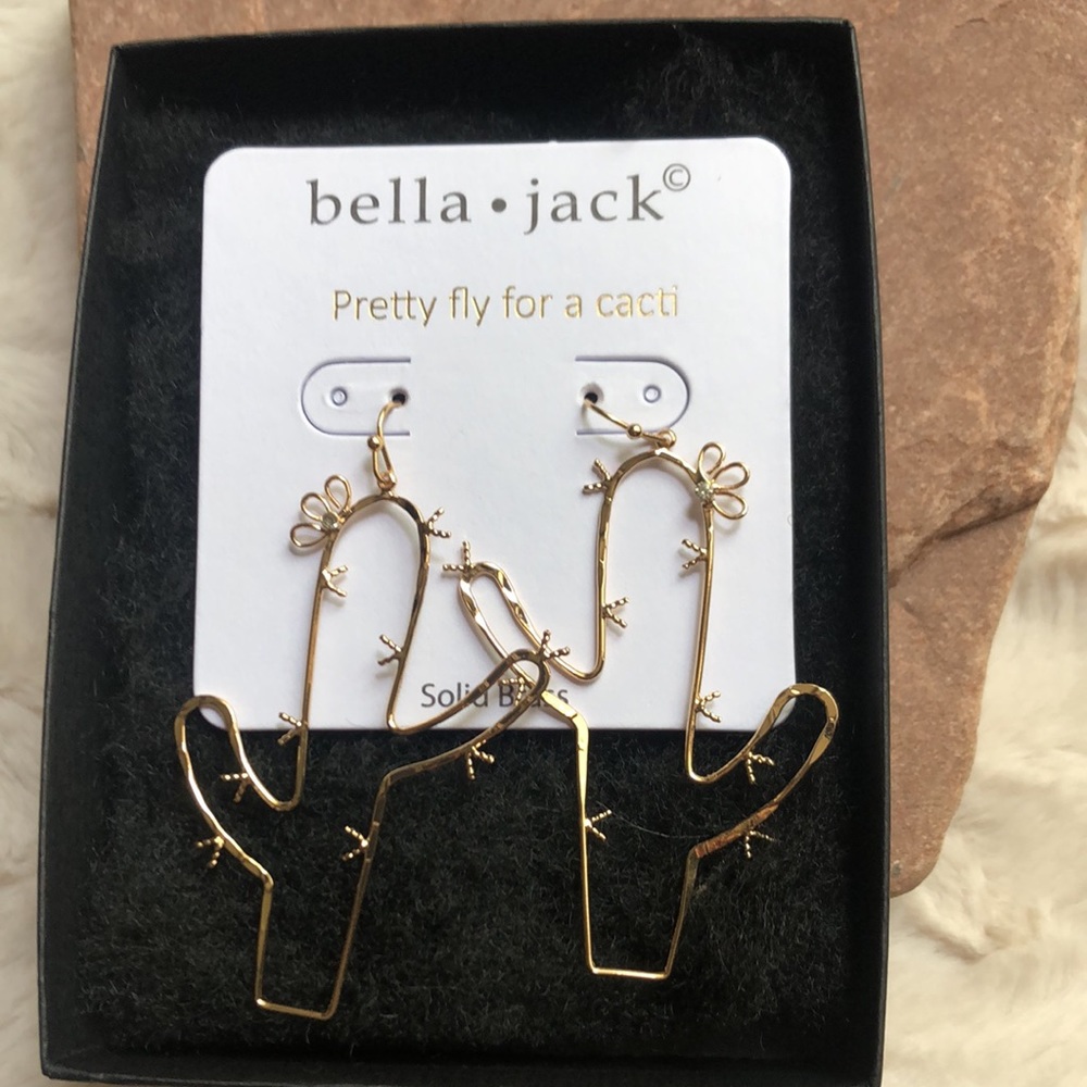 Bella Jack Western Goldtone Cactus Earrings - Picture 10 of 10